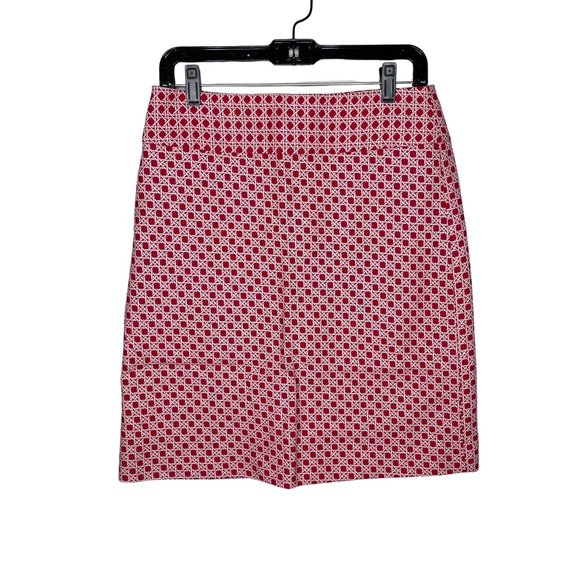 Talbots Dresses & Skirts - Talbots Womens Skirt Red White Size 6P Petites A Line Geometric Cotton Workwear